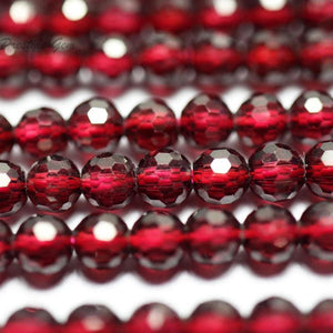 Natural A++++ Garnet 4mm Faceted Round Gem Beads for DIY Bracelet