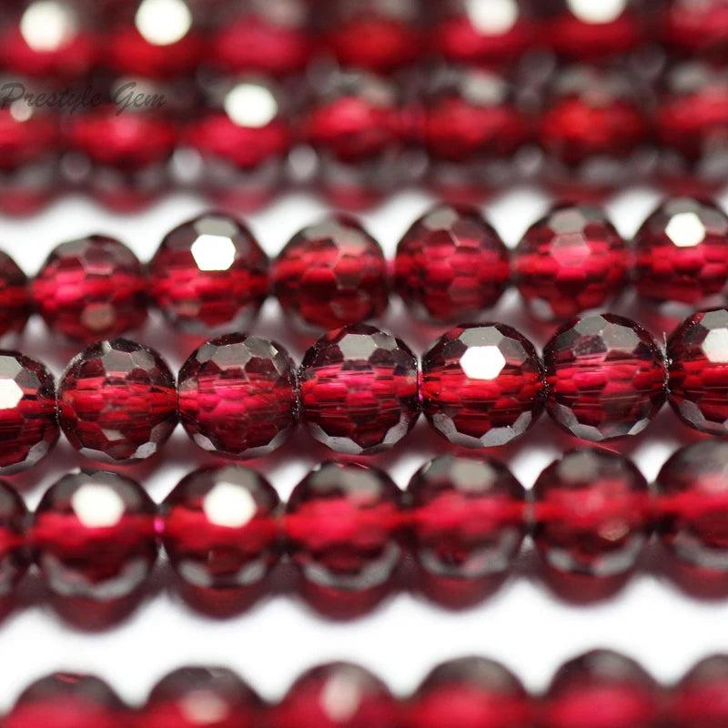 Natural A++++ Garnet 4mm Faceted Round Gem Beads for DIY Bracelet