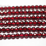 Natural A++++ Garnet 4mm Faceted Round Gem Beads for DIY Bracelet