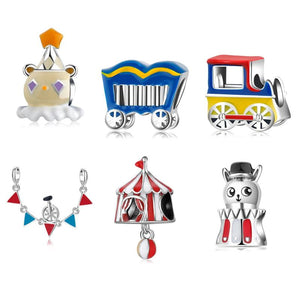 Colorful Circus Theme Charms 925 Silver Fits DIY Bracelet Bangle Beads