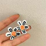 French Exaggerated Graffiti Large Flower Irregular Stud Earrings