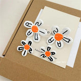French Exaggerated Graffiti Large Flower Irregular Stud Earrings