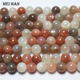 Meihan Natural Mixed Moonstone 8mm 10mm Smooth Round Loose Beads Gem Stone