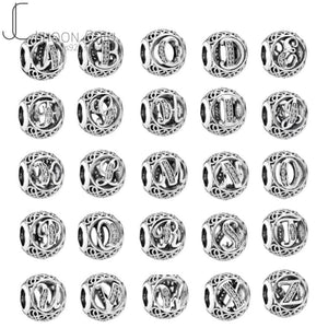 925 Silver Letter Charm for Bracelet DIY Jewelry S925 Beads