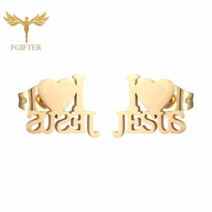 12 Pairs Stainless Steel Earrings Love Heart Jesus Jehovah Christianity Jewelry