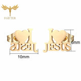 12 Pairs Stainless Steel Earrings Love Heart Jesus Jehovah Christianity Jewelry