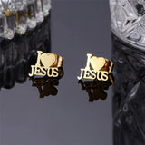 12 Pairs Stainless Steel Earrings Love Heart Jesus Jehovah Christianity Jewelry