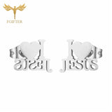 12 Pairs Stainless Steel Earrings Love Heart Jesus Jehovah Christianity Jewelry