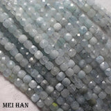 Meihan Natural Aquamarine 4.5-5mm Faceted Cube Charm Stone Beads