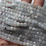 Meihan Natural Aquamarine 4.5-5mm Faceted Cube Charm Stone Beads