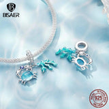 925 Silver Crab Charm Pendant Platinum Plated