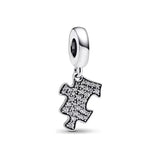 925 Silver Crystal Heart Pan Bead Charms for Bracelets