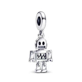 925 Silver Crystal Heart Pan Bead Charms for Bracelets