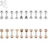 5 Pairs Women Rose Plated Ball Cartilage Studs Earrings Set CZ Stainless Steel
