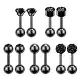 5 Pairs Women Rose Plated Ball Cartilage Studs Earrings Set CZ Stainless Steel