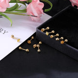 5 Pairs Women Rose Plated Ball Cartilage Studs Earrings Set CZ Stainless Steel