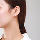 925 Silver Butterfly Sweet Stud Earrings Anti-allergy Fine Jewelry