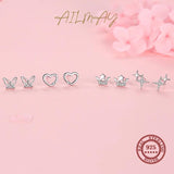 925 Silver Butterfly Sweet Stud Earrings Anti-allergy Fine Jewelry