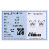 925 Silver Butterfly Sweet Stud Earrings Anti-allergy Fine Jewelry