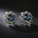 Sapphire Crystal Snowflake Earrings Engagement Princess Jewelry