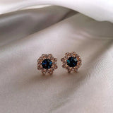 Sapphire Crystal Snowflake Earrings Engagement Princess Jewelry