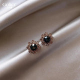 Sapphire Crystal Snowflake Earrings Engagement Princess Jewelry