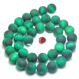 Green Tiger's Eye Matte Round Beads Gemstone Bracelet Necklace Diy