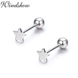 925 Silver Star Stud Earrings Screw Back