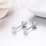 925 Silver Star Stud Earrings Screw Back