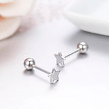 925 Silver Star Stud Earrings Screw Back