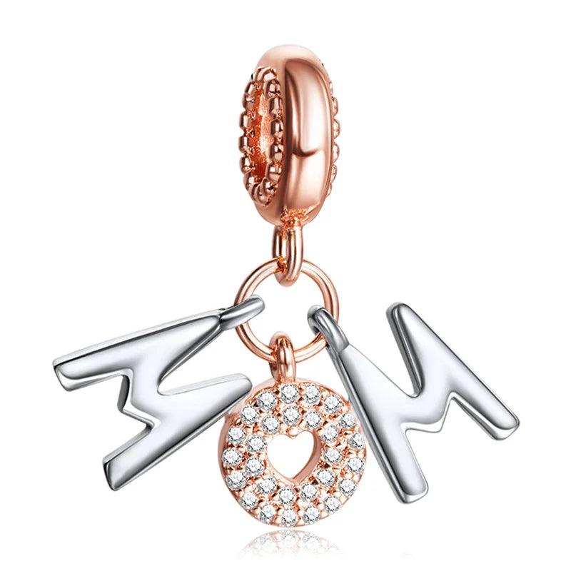 925 Silver Maternal Love Charm Bead Heart Pendant for Bracelet DIY