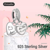 925 Silver Maternal Love Charm Bead Heart Pendant for Bracelet DIY