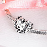 925 Silver Bee Happy Honeycomb Heart Charm for Bracelets Necklaces