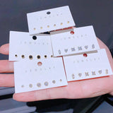 6pcs Clear Cubic Zirconia Stud Earrings Set Gold/Silver Unisex Jewelry