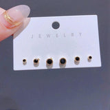 6pcs Clear Cubic Zirconia Stud Earrings Set Gold/Silver Unisex Jewelry
