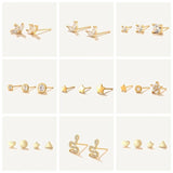 925 Silver Mini Star Heart Stud Earrings Women Zircon Ear Studs Party Jewelry