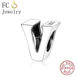 925 Sterling Silver A-Z Alphabet Letters Bead for Women Berloque