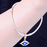 925 Silver Eye Bead Bracelet Charm, Enamel Lucky Pan Charms for Women
