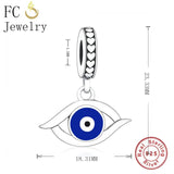 925 Silver Eye Bead Bracelet Charm, Enamel Lucky Pan Charms for Women