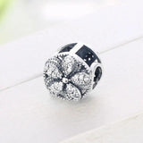 925 Sterling Silver Daisy Flower Zirconia Bead Women Berloque