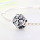 925 Sterling Silver Daisy Flower Zirconia Bead Women Berloque