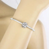 925 Sterling Silver Daisy Flower Zirconia Bead Women Berloque