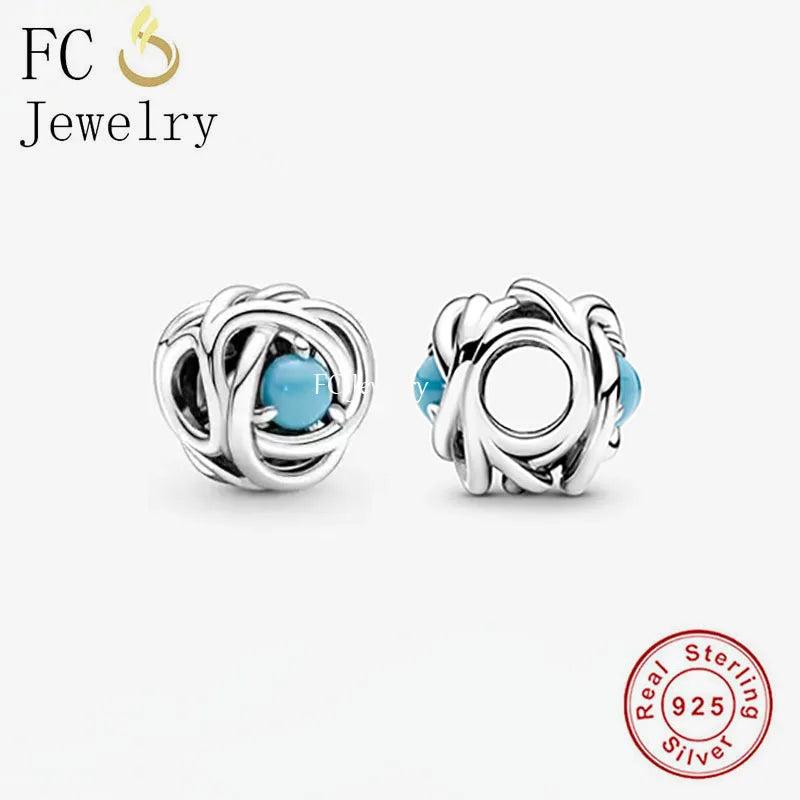 925 Silver Spiral Infinity Bead Pan Charms Bracelet