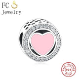 925 Silver Pink Enamel Zircon Beads for Jewelry Making