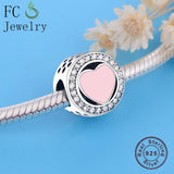 925 Silver Pink Enamel Zircon Beads for Jewelry Making