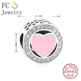 925 Silver Pink Enamel Zircon Beads for Jewelry Making