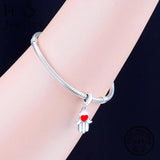 925 Silver Red Enamel Hand of Fatima Bead for Bracelet Necklace