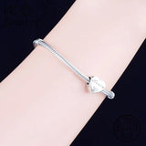 Heart Pink Stone Charms Bracelet 925 Silver Beads Family Mom Berloque