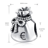 925 Silver Money Bag European Charms Bead for Bracelet Bangle