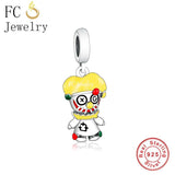 925 Silver Clown Charm Bead Yellow Hair